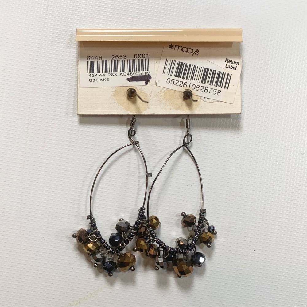 C.a.k.e | New Earring Dangle Brown Chrome New With Tags NWT - Picture 5 of 7